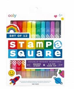 Cienkopisy z peczątkami Pixel Art 12 kolorów. Wydawca: ooly. Multiszop.pl Opakowanie Cienkopisy z peczątkami Pixel Art 12 kolorów