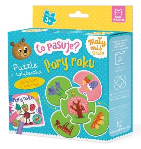 Co pasuje? Pory roku. Puzzle + książeczka. Autor: Podgórska Anna. Multiszop.pl Okładka książki Co pasuje? Pory roku. Puzzle + książeczka