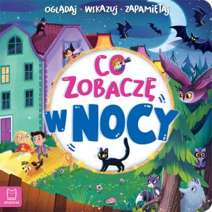 Co zobaczę w nocy. Oglądaj, wskazuj, zapamiętuj. Autor: Sylwia Kajdana. Multiszop.pl Okładka książki Co zobaczę w nocy. Oglądaj, wskazuj, zapamiętuj