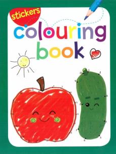 Okładka książki Colouring book z naklejkami. Jabłko i ogórek