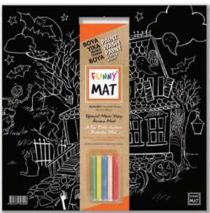 Opakowanie Czarna mata Strigo Funny Mat Halloween 40x40 cm + kreda