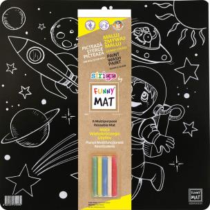 Czarna mata Strigo Funny Mat Space 40x40 cm + kreda. Wydawca: Strigo. Multiszop.pl Opakowanie Czarna mata Strigo Funny Mat Space 40x40 cm + kreda