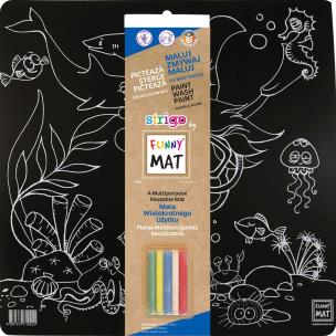 Czarna Strigo Funny Mat Ocean 40x40 cm + kreda. Wydawca: Strigo. Multiszop.pl Opakowanie Czarna Strigo Funny Mat Ocean 40x40 cm + kreda