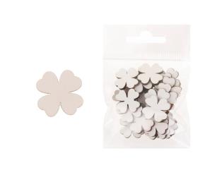 Dekoracja drewniana 24szt Koniczyna średnia. Wydawca: CRESCO. Multiszop.pl Opakowanie Dekoracja drewniana 24szt Koniczyna średnia