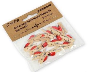Opakowanie Dekoracje drewniane klamerki biedronki 15szt