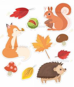 Dekoracje jesienne - Leśne zwierzątka 10el. Wydawca: LearnHow. Multiszop.pl Opakowanie Dekoracje jesienne - Leśne zwierzątka 10el