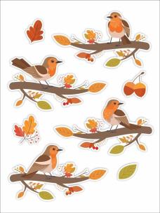 Opakowanie Dekoracje jesienne - Ptaszki na gałęzi 8szt