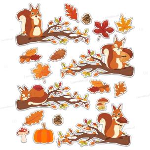 Opakowanie Dekoracje jesienne - wiewiórki na gałęzi A3 14szt