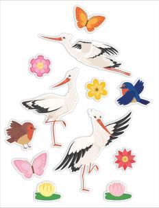 Opakowanie Dekoracje okienne dwustronne - Bociany 12szt