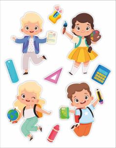 Opakowanie Dekoracje okienne dwustronne - Uczniowie 9szt