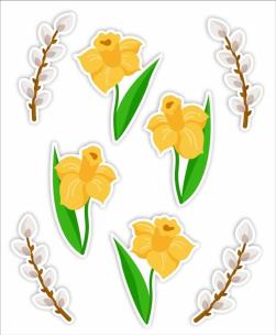 Opakowanie Dekoracje okienne dwustronne - Żonkile i bazie 8el