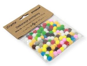 Opakowanie Dekoracje pompony 1cm mix kolorów 120szt
