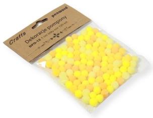 Opakowanie Dekoracje pompony 1cm mix żółty 120szt