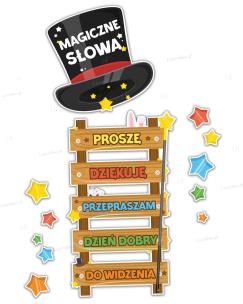 Dekoracje szkolne - Magiczne słowa 12el. Wydawca: LearnHow. Multiszop.pl Opakowanie Dekoracje szkolne - Magiczne słowa 12el