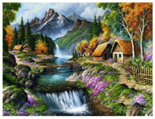 Opakowanie Diamentowa mozaika Domki nad rzeką górską NO-1007419