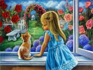 Opakowanie Diamentowa mozaika Dziewczynka z kotem 60725