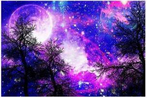 Diamentowa mozaika Fioletowa noc nad drzewami NO-1006979. Wydawca: Norimpex. Multiszop.pl Opakowanie Diamentowa mozaika Fioletowa noc nad drzewami NO-1006979