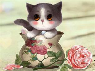 Opakowanie Diamentowa mozaika Kot w wazonie 60370