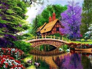 Opakowanie Diamentowa mozaika Malownicza chata nad rzeką 60645