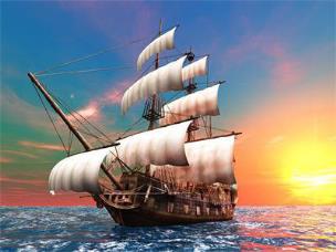 Opakowanie Diamentowa mozaika Statek o zachodzie słońca 60657