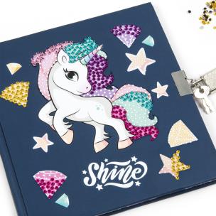 Diamentowy pamiętnik z kłódką długopis 3 kolorowy Jednorożec 14. Wydawca: Derform. Multiszop.pl Opakowanie Diamentowy pamiętnik z kłódką długopis 3 kolorowy Jednorożec 14