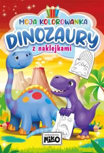 Dinozaury. Moja kolorowanka z naklejkami. Autor: Artur Rajch. Multiszop.pl Okładka książki Dinozaury. Moja kolorowanka z naklejkami