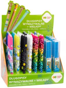 Opakowanie Display Długopis wymazywalny mix 2 0.5mm niebieski Happy Color 36 szt. + wkłady 12 etui