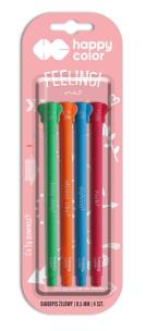 Opakowanie Długopis Happy Color Feelingi ELEPHANTS 0.5 mm niebieski 4 sztuki na blistrze