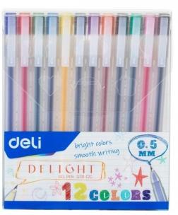 Długopis żelowy ze skuwką 0.5mm 12 kolorów DELI. Wydawca: DELI. Multiszop.pl Opakowanie Długopis żelowy ze skuwką 0.5mm 12 kolorów DELI