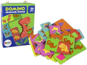 Domino dwustronne Dinozaury 10x5cm 28el. Wydawca: Leantoys. Multiszop.pl Opakowanie Domino dwustronne Dinozaury 10x5cm 28el