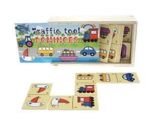 Opakowanie Domino obrazkowe drewniane pojazdy 15x8,5x4cm