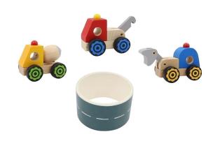 Opakowanie Drewniane auto budowlane z ulicą mix