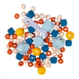 Drewniane koraliki kolorowe dusty pastel 80 szt.. Wydawca: DP CRAFT. Multiszop.pl Opakowanie Drewniane koraliki kolorowe dusty pastel 80 szt.