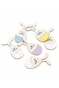 Opakowanie Drewniane króliczki w pisankach 8 cm 6 szt.