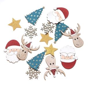 Opakowanie Drewniane motywy świąteczne multikolor 15szt