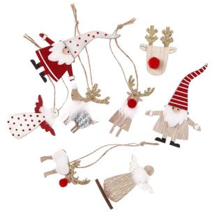 Opakowanie Drewniane motywy świąteczne multikolor 8szt