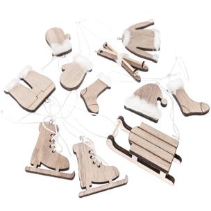 Opakowanie Drewniane motywy zimowe naturalne 11szt