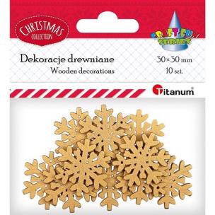 Opakowanie Drewniane płatki śniegu złote 8szt