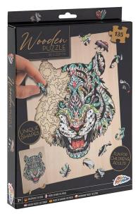 Drewniane puzzle 2D Tygrys 135 elemenów. Wydawca: Grafix. Multiszop.pl Opakowanie Drewniane puzzle 2D Tygrys 135 elemenów