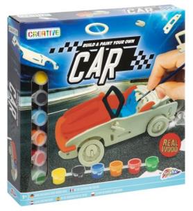 Opakowanie Drewniany samochód budowlany, 6 farb + pędzel