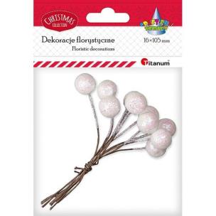 Opakowanie Drucik z kulką 15mm białą brokatową 10szt