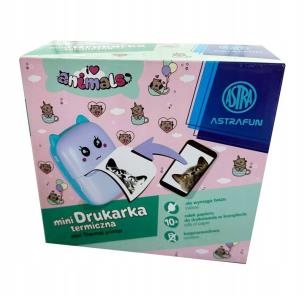 Opakowanie Drukarka termiczna Astrafun Animals box + 10 rolek białego papieru do drukowania