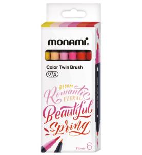 Opakowanie Dwustronne pisaki z końcówkami pędzelkowymi Color Twin Brush Flowers 6 kolorów