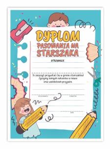 Opakowanie Dyplom A4 pasowania na Starszaka - Kartka 5szt