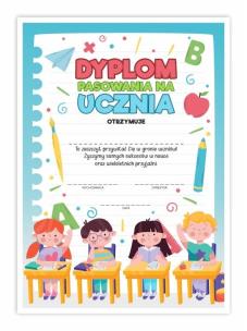 Opakowanie Dyplom A4 pasowania na Ucznia Lekcja 5szt
