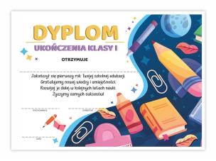 Opakowanie Dyplom A4 ukończenia klasy pierwszej Spinacz 20szt