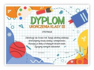 Opakowanie Dyplom A4 ukończenia klasy trzeciej - Zeszyt 30szt