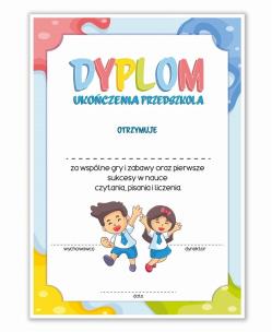 Opakowanie Dyplom A4 ukończenia przedszkola - niebieski 10 szt