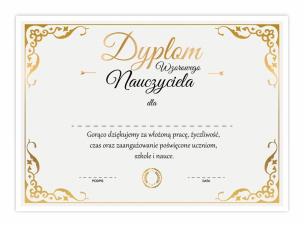 Opakowanie Dyplom A4 wzorowego nauczyciela - złoto 10szt