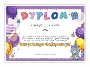 Dyplom A5 urodzinowy - Balony 5szt. Wydawca: LearnHow. Multiszop.pl Opakowanie Dyplom A5 urodzinowy - Balony 5szt